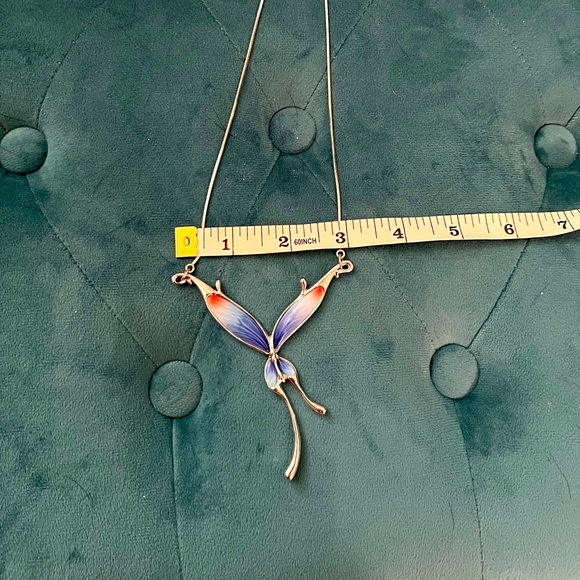 Franz Butterfly Necklace – Blue & Red Sterling Silver. Exquisite Piece! - Picture 4 of 7